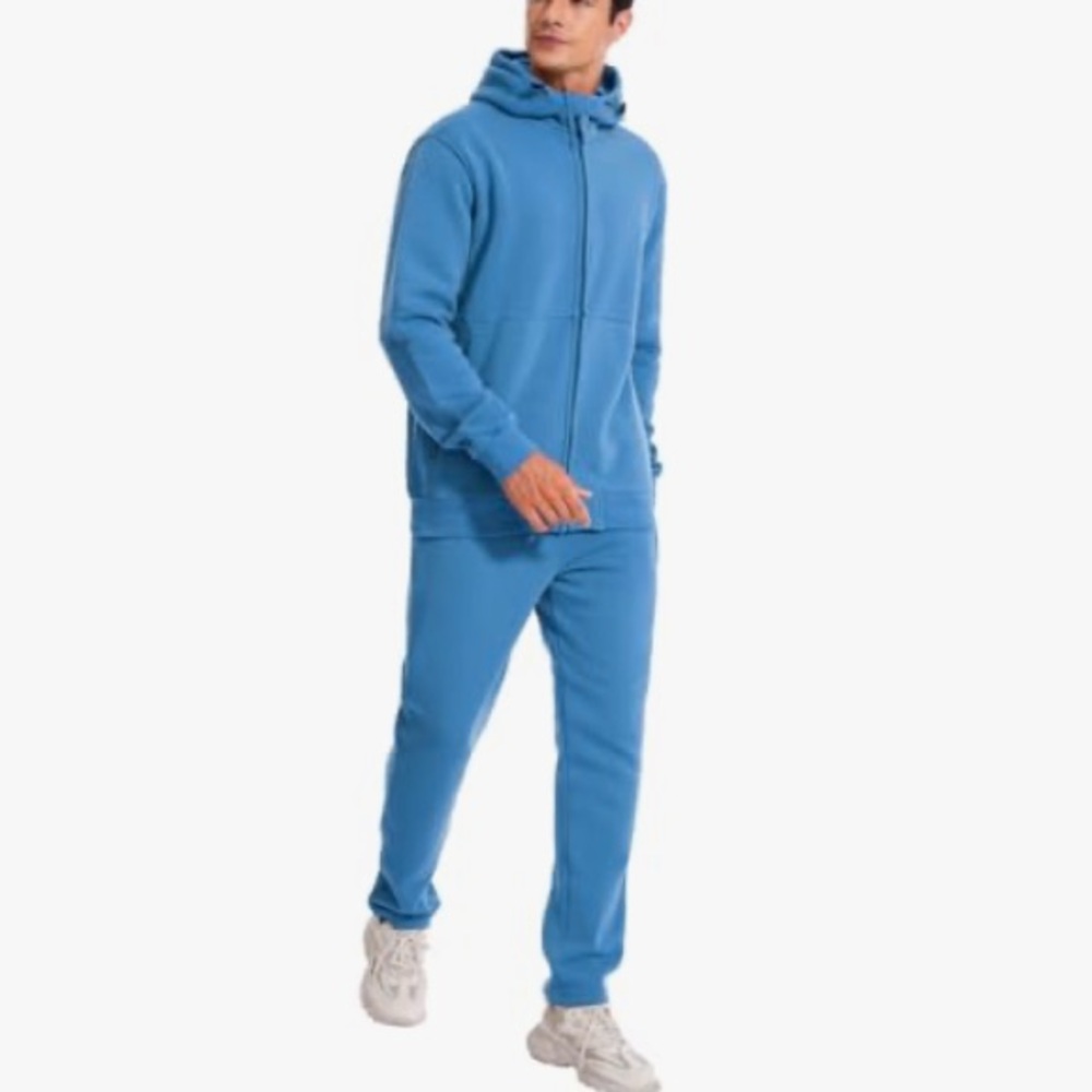 Men's Blue Fleece Jogger Sweatpants - Lightweight Casual